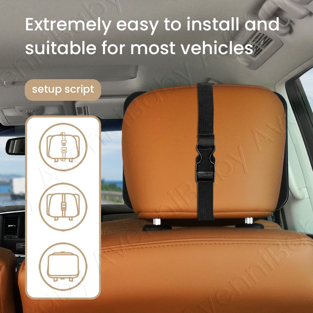 Adjustable 360 degree car mirror headrest installation.