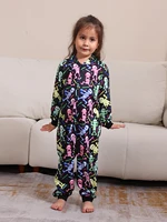 2024 New Halloween Party Mom Dad Kids Matching Outfits Skull Print Zipper Hooded Romper Jumpsuits Soft Sleepwear Family Look Pjs 2