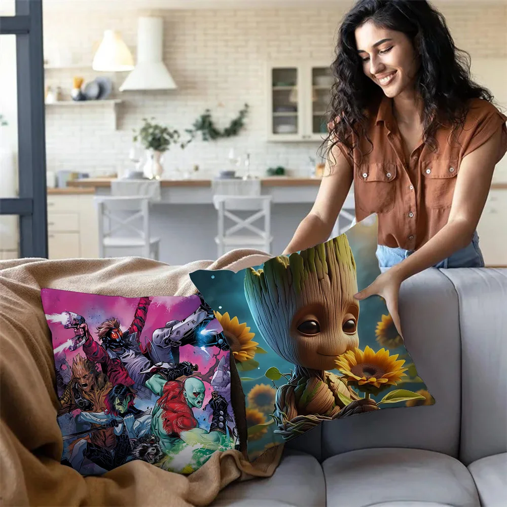 Pillow Covers Cartoon MarvelS GrootS Sofa Decorative Home Double-sided Printing Short Plush Cute Cushion Cover 3