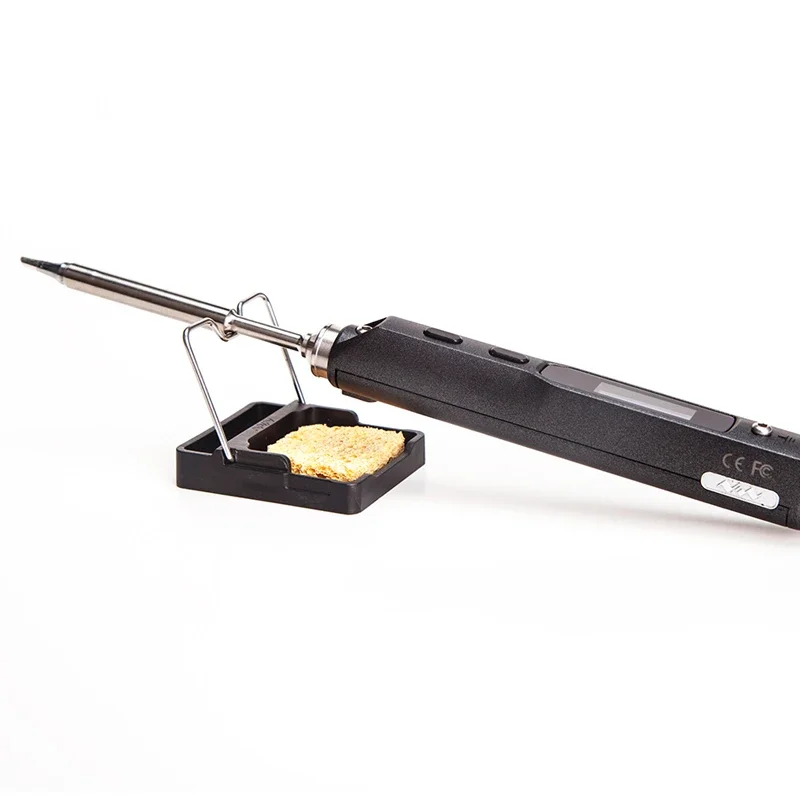 Original Black TS100 MINI Zirconia Ceramics Soldering Iron Stand Holder T-stand + Sponge