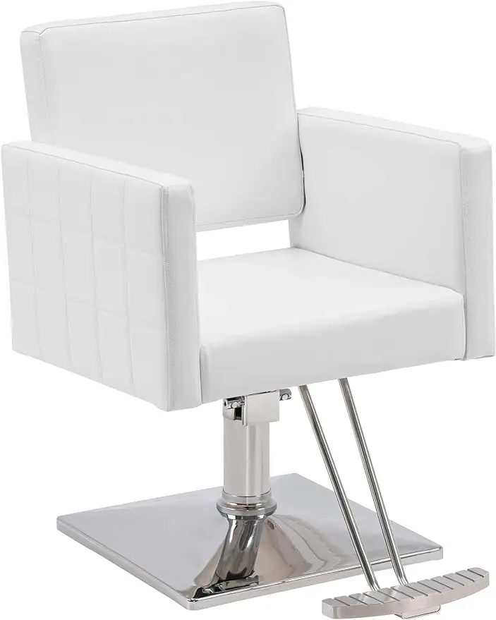 BarberPub Classic Styling Salon Chair for Hair Stylist Hydraulic Barber Chair Beauty Spa Equipment 8821 (Pure White)