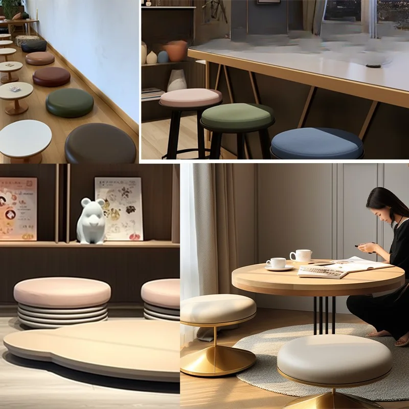 Round Cushion Leather Memory Foam Non-slip Dining Chair Cushion Bar Stool Cushion Deck Bay Window Futon Tatami Soft Cushion 4