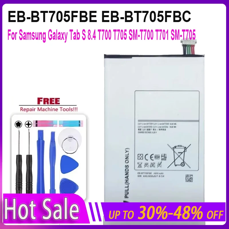 Tablet Battery for Samsung GALAXY Tab S 8.4 SM T700 T705 EB-BT705FBE 4900mAh Portable Batteries Warranty + Track NO rechargeable battery
