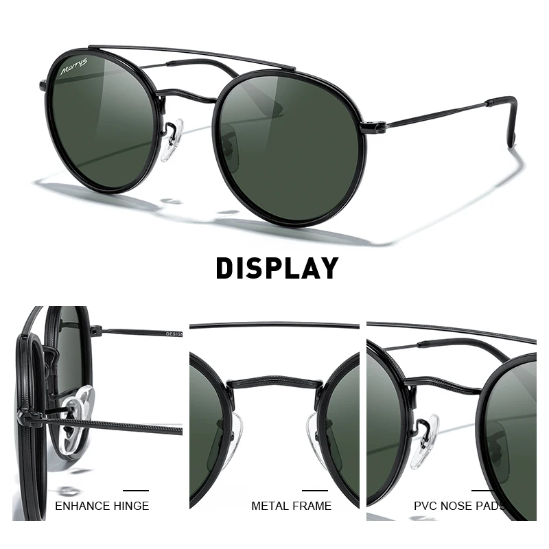 MERRYS DESIGN Klassische Retro Doppel Brücke Runde Polarisierte Sonnenbrille Für Männer Frauen Marke Fahren Sonnenbrille UV400 S8647_voghion.com