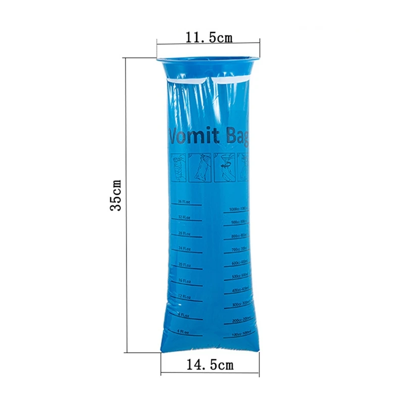Emesis Bags Disposable, 50 Pack Vomit Bags For For Car Kids & Adult Leak Pure Barf Bags1000ml For Travel Motion Sicknes, 6