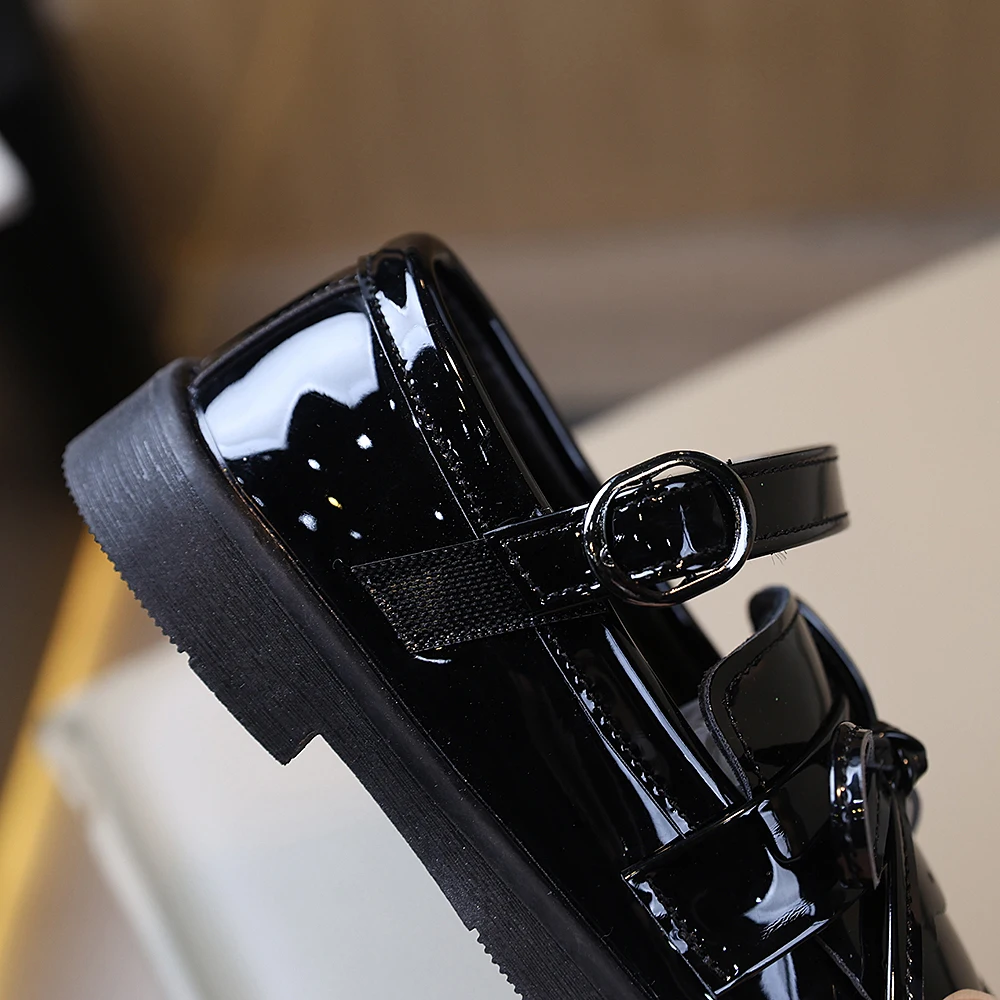 Girls' Bow-Knot Shoes, New Style for Older Girls, Large Bow, Shiny Surface, Comfortable Soft Sole, Easy to Put on and Take Off, Classic Versatile Style for School 4