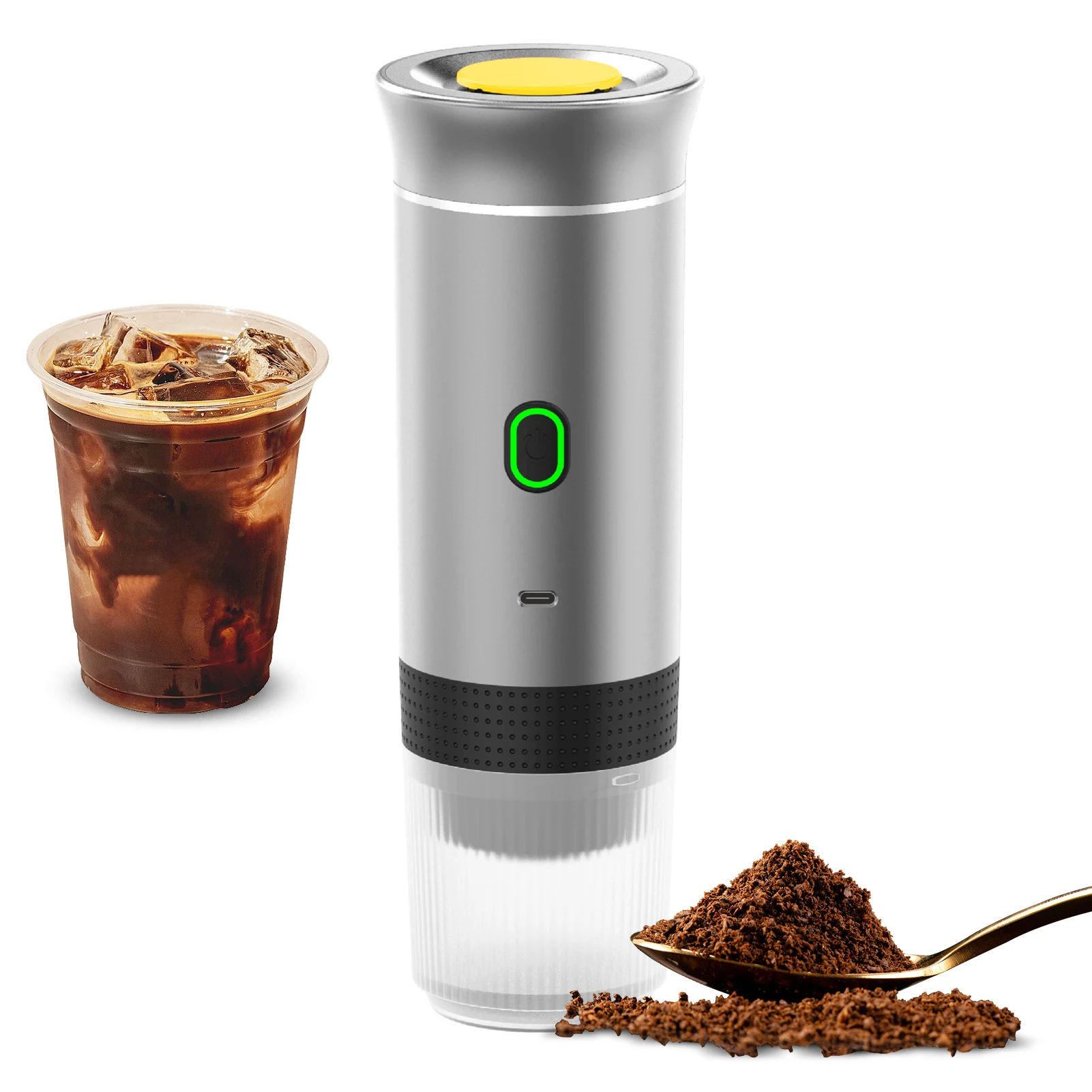 Portable Coffee Machine for Car Home Travel 3 in 1 Cordless Electric Coffee Maker Work With Capsule and Ground 15Bar