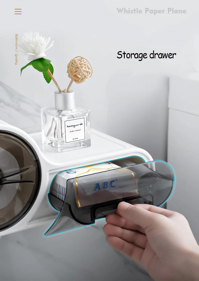 Sbc774d52d69b46ad90b4c81e998c5c98N Wall Mounted Bathroom Toilet Paper Holder Paper Tissue Box Plastic Toilet Dispenser Roll Paper Storage Box Free Punching Mallzona