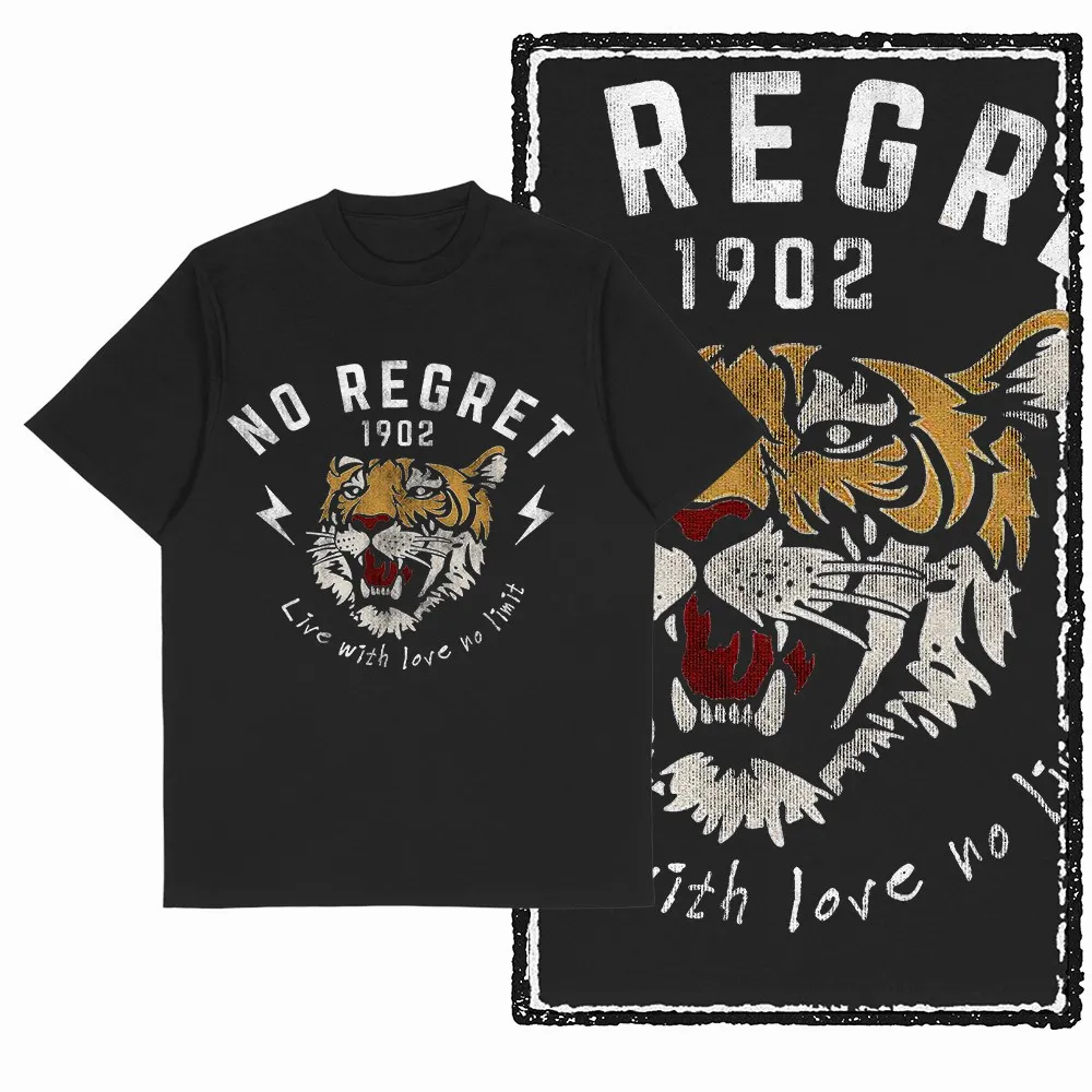 G41 Exklusives cooles Herren-T-Shirt mit Tiger-Print aus 100 % Baumwolle | Streetwear Große Größe Oansatz männer T-shirt T-shirt – Detail 3