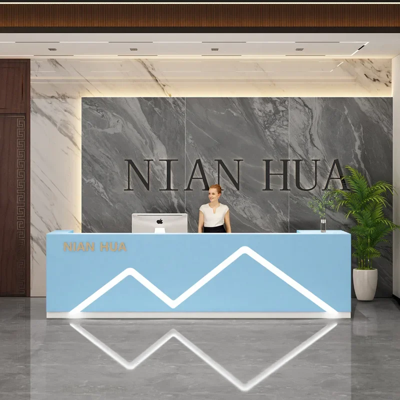 Pink LED Reception Desk Cashier Restaurants Hotel Kindergarten Pet Shop Front Desk Beauty Salon Office For Sale