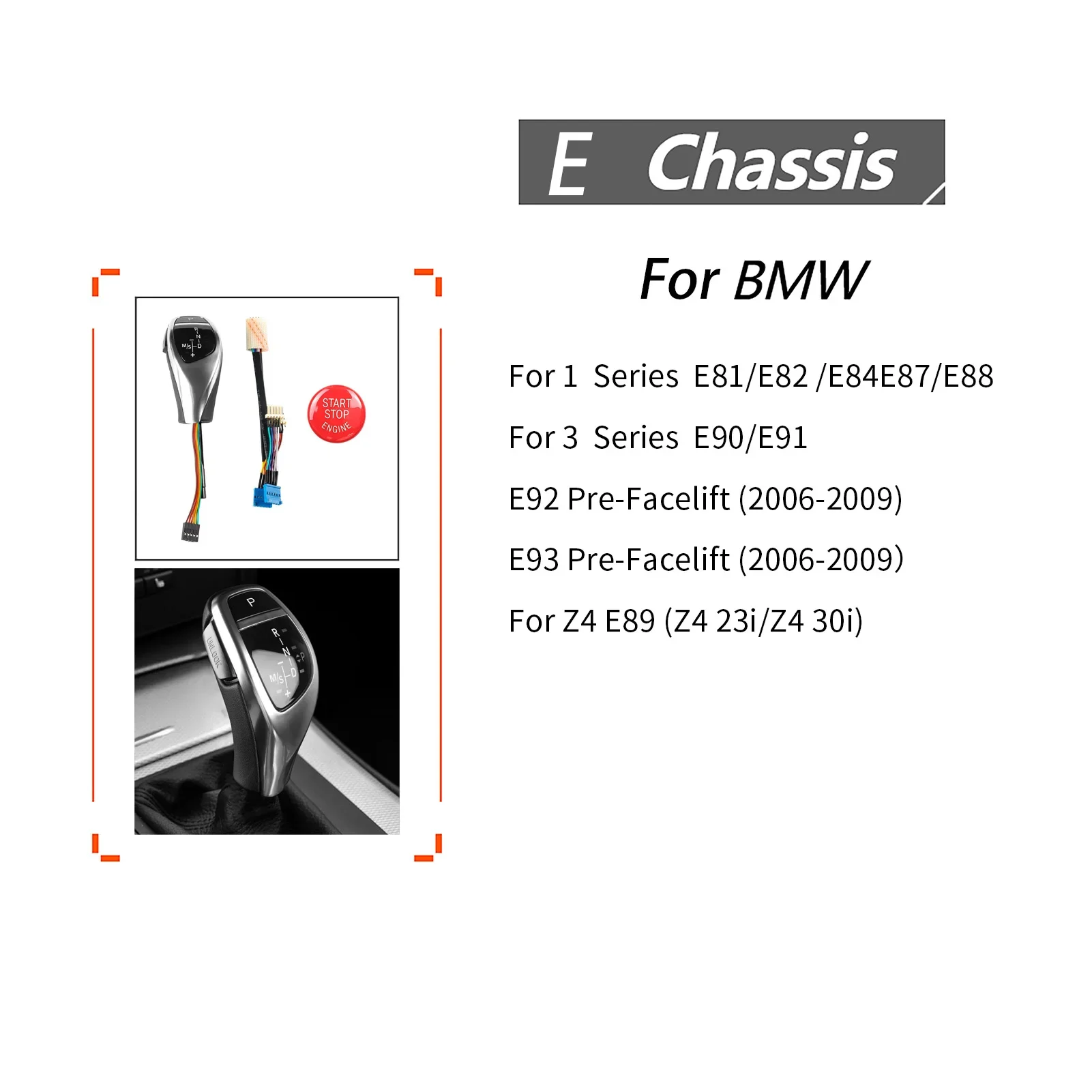교체용 LED 기어 시프트 노브, BMW 3 시리즈 E90 E91 1 시리즈 E81 E82 E84 E87 E88 E89