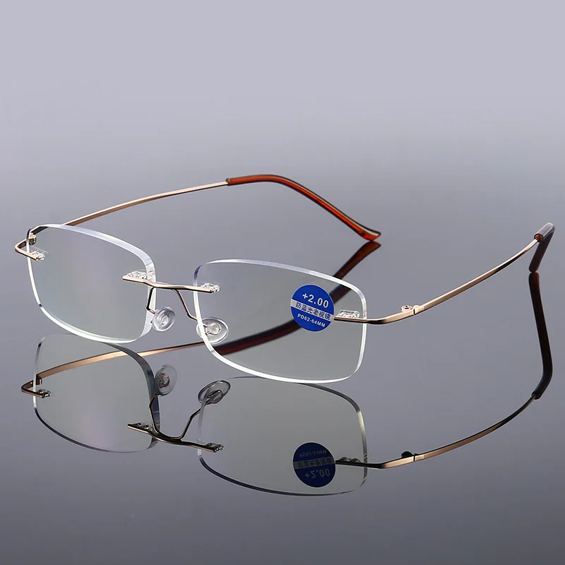 

Mens Glasses Frameless Presbyopic Glasses Fashion Prescription Glasses Optical Glasses +1.0 To +4.0 Reading Glasses Women 2023