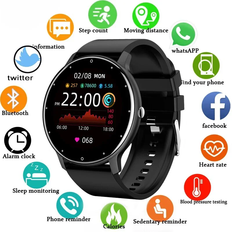 

2024 New Smart Watch Women Men Full Touch Screen Bluetooth 5.2 Call Waterproof Watches Sports Fitness Tracker Factory IP67 ZL02