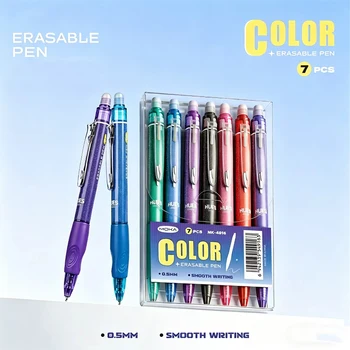 Set di 7 Penne Gel Cancellabili con Glitter, Punta 0.5mm ST, Multicolore per Scuola e Diario