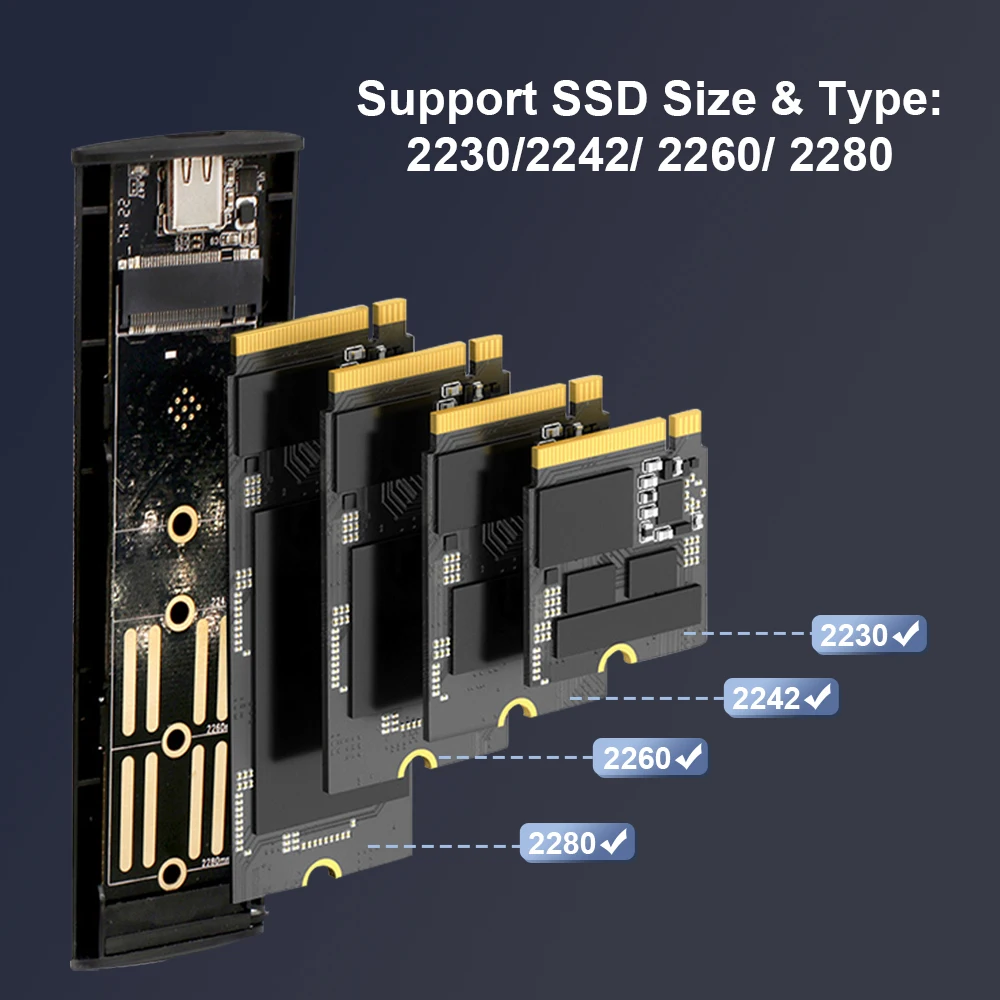 Kingdian-disco Rígido Externo de Alumínio M.2 Nvme Ssd Ssd Portátil 1tb 2tb b Mais m Key Uasp para 2230 2242 2260 2280 - Imagem 4