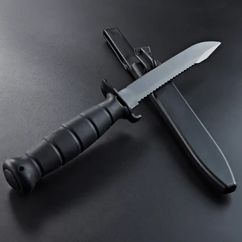 Coltello da allenamento in plastica con manico in nylon e lama in TPE, include fodero, sicuro per addestramento militare, cosplay, oggetti di scena per Halloween