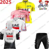 2025 Kids UAE Team Cycling Jersey Set Boys Girls France TDF Cycling Clothing White Yellow Tadej Pogacar Children Road Bike Shirt 1