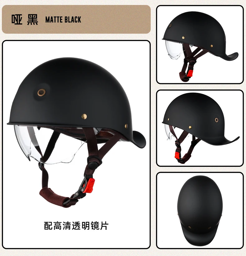 Retro Half Scooter Helm Baseball Cap Sicherheit für Motorrad Vintage Elektro fahrrad Motorrad klassische Mode Helme – Detail 16