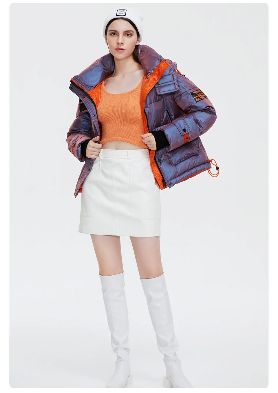 GASMAN 2023 Winter down jacket collection Fashion Solid Stand-up collar Women Coat Elegance Hooded Women's jackets 81702