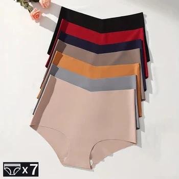 7 pezzi mutandine da donna senza cuciture biancheria intima di seta di ghiaccio slip da donna sexy slip solidi a vita alta lingerie femminile senza traccia taglie forti 1