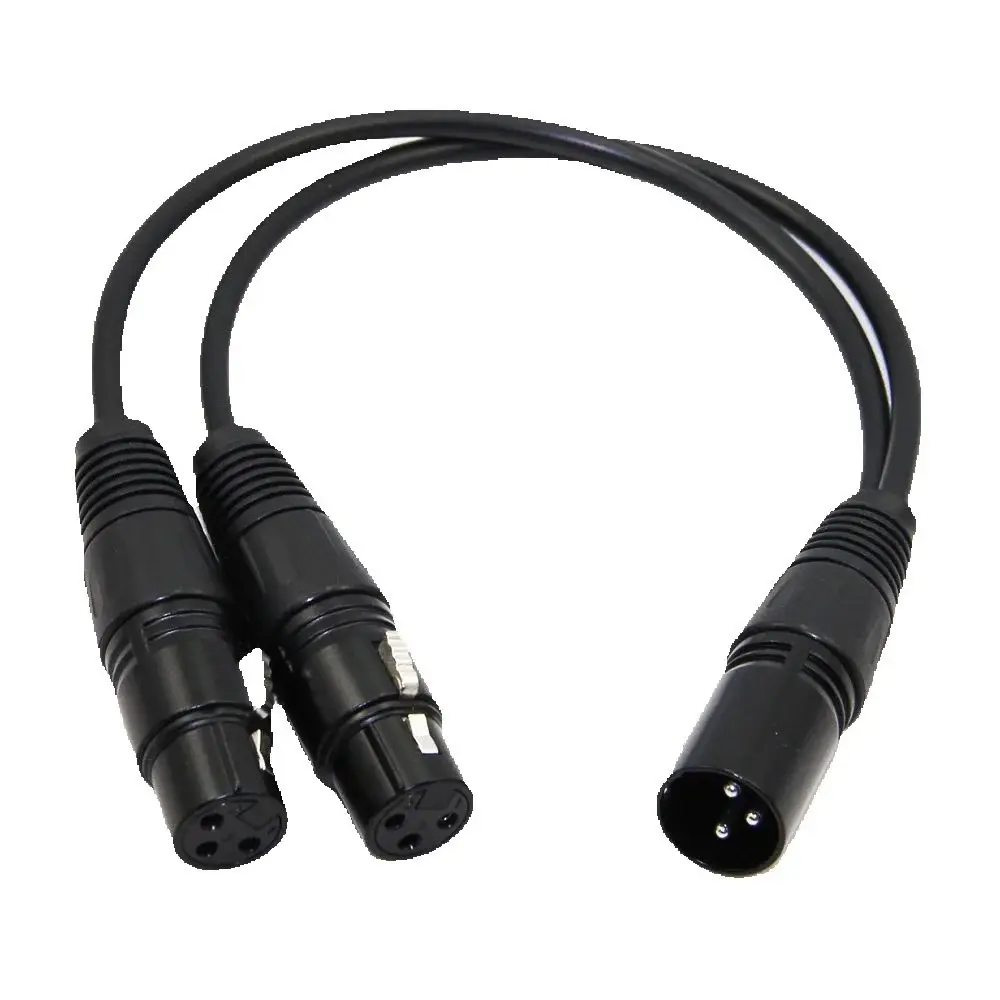 XLR Male to Female Connector One to Two 3Pin 30cm Splitter Cable Converter for Stage Light Moving Head DJ Party Lights