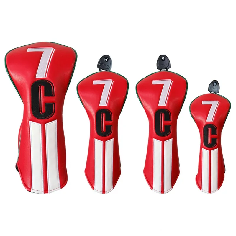 

Red PU Leather Golf Club Headcovers for Driver Hybrid Fairway Covers Woods #135 UT Waterproof Thicken Cover Universal Protector