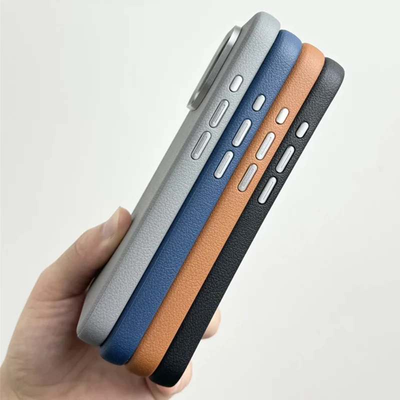 Original Kabelloses Laden für Magsafe PU-Leder Handyhülle für iPhone 18 18Pro 17 16 Pro Max 15 14 17Pro Magnetische Matte Hülle – Detail 3