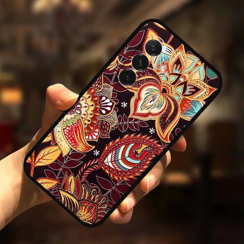 3D Flower Soft Relief Emboss Silicone Back Cover TPU Protector