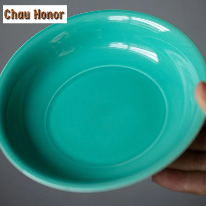 Boutique Turquoise Green Ceramic Pot Bearing Household Kung Fu Tea Trays Chinese Teapot Tray For Snack Fruit Holder Tea Ceremony