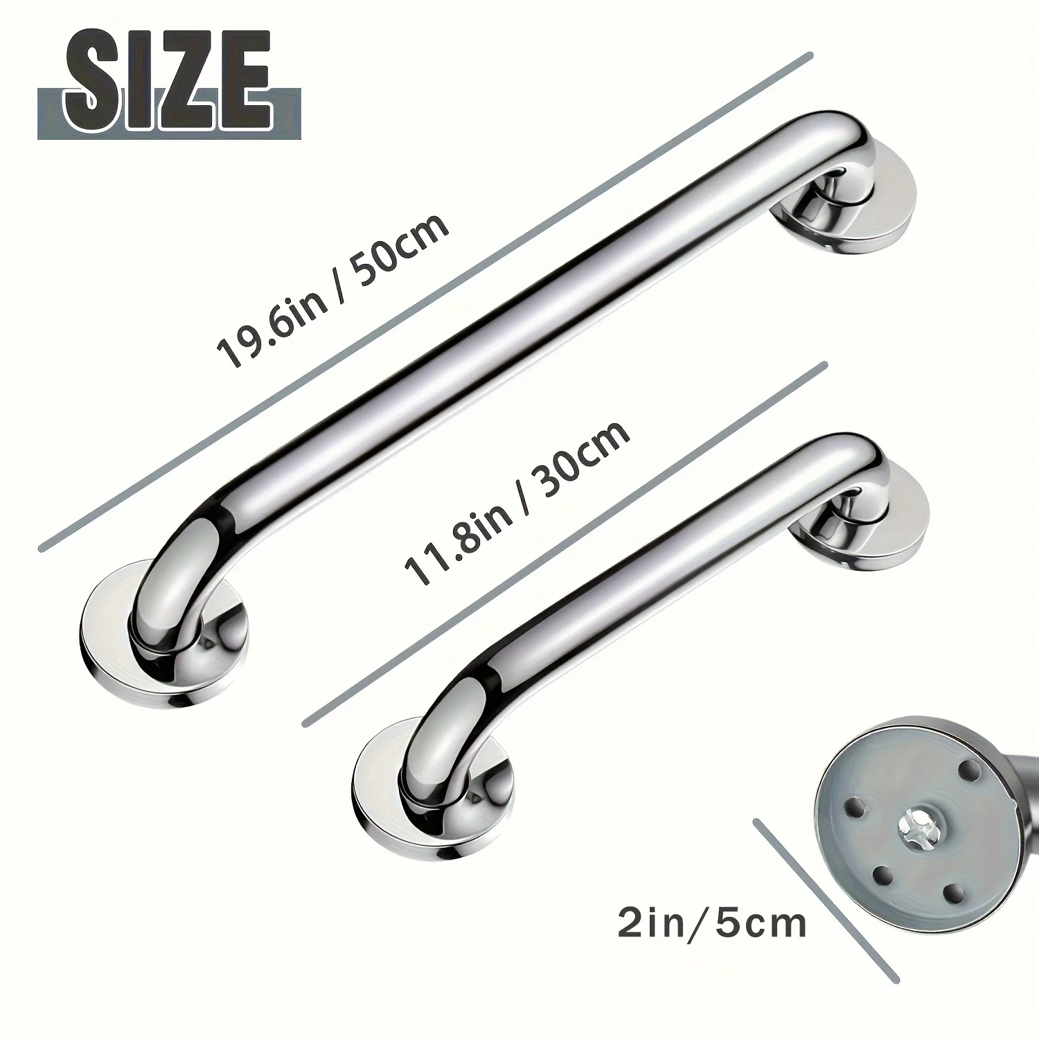 Stainless Steel Bathroom Grab Bar Handle -Slip-Resistant & Durable Safety Support for Seniors, Disabled, Injury Rehabilitation