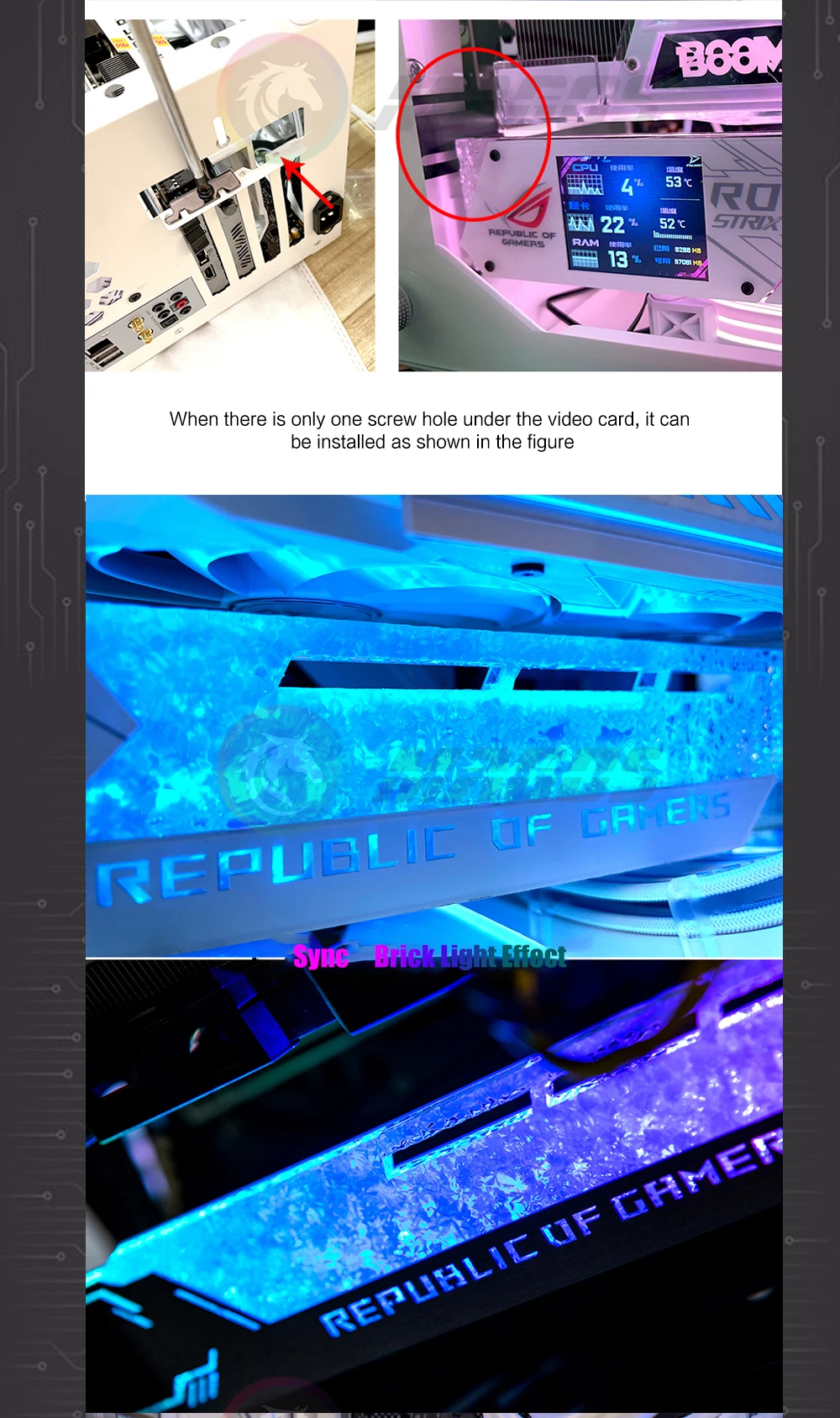 Suporte RGB VGA para PC Gaming, Suporte