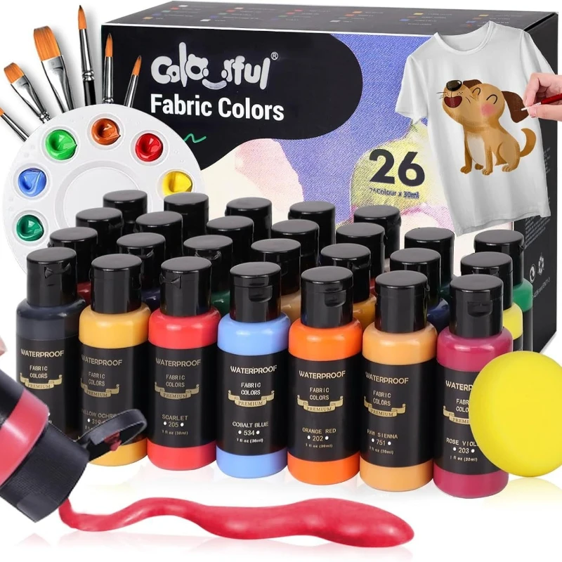 Waterproof Glass Textile Pigments Set for Hand Painting
