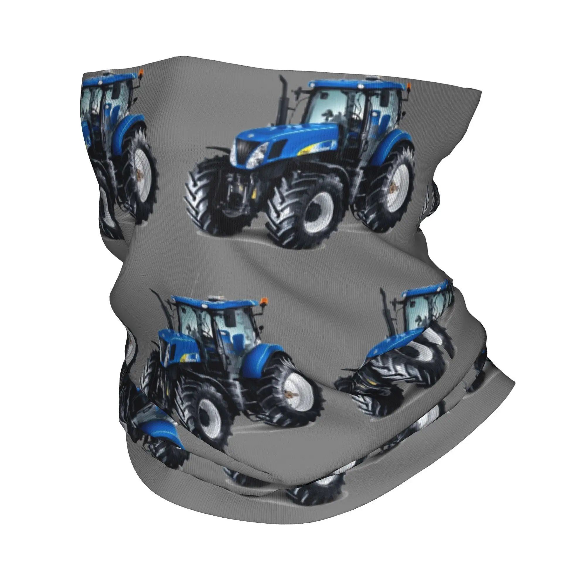 Tractor Bandana Neck Gaiter for Ski Hunting Women Men Wrap Scarf Heavy Machinery Balaclava Warmer Blue