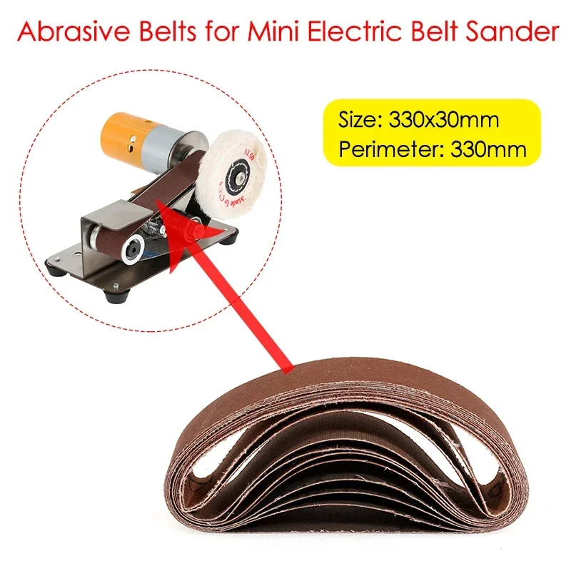 10/20/50PCS Abrasive Belts for Mini Electric Belt Machine 330x30mm P120/320/600/800/1000Belts Polishing Machine Sander Accessory