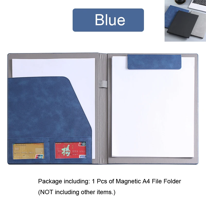 Wonderpool A4 PU Leather Envelope Case - Portfolio Folder With Hand Strap & Inner Pockets For Documents, Tablet, Stationery (Sky Blue)