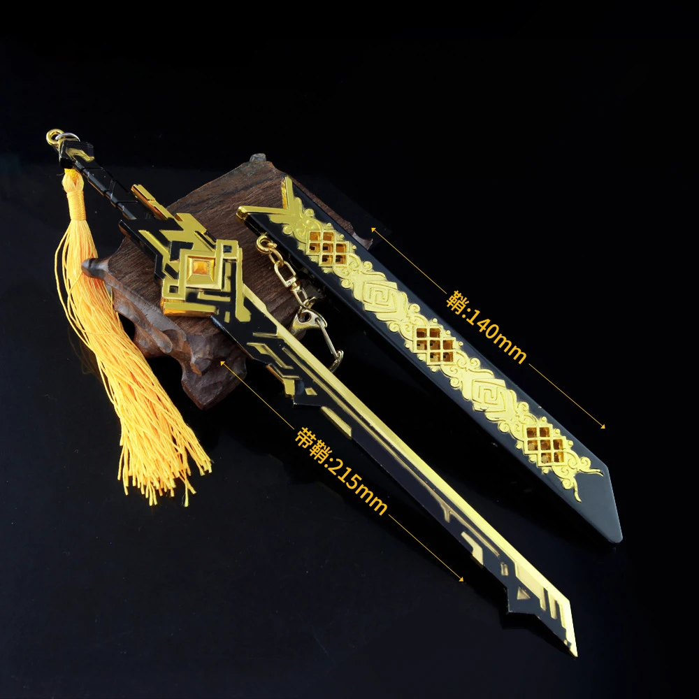 

22 см Genshin Impact Fantasy фигурки Keqing, металлическая Длинная модель, игрушки ручной работы, оружие, брелок