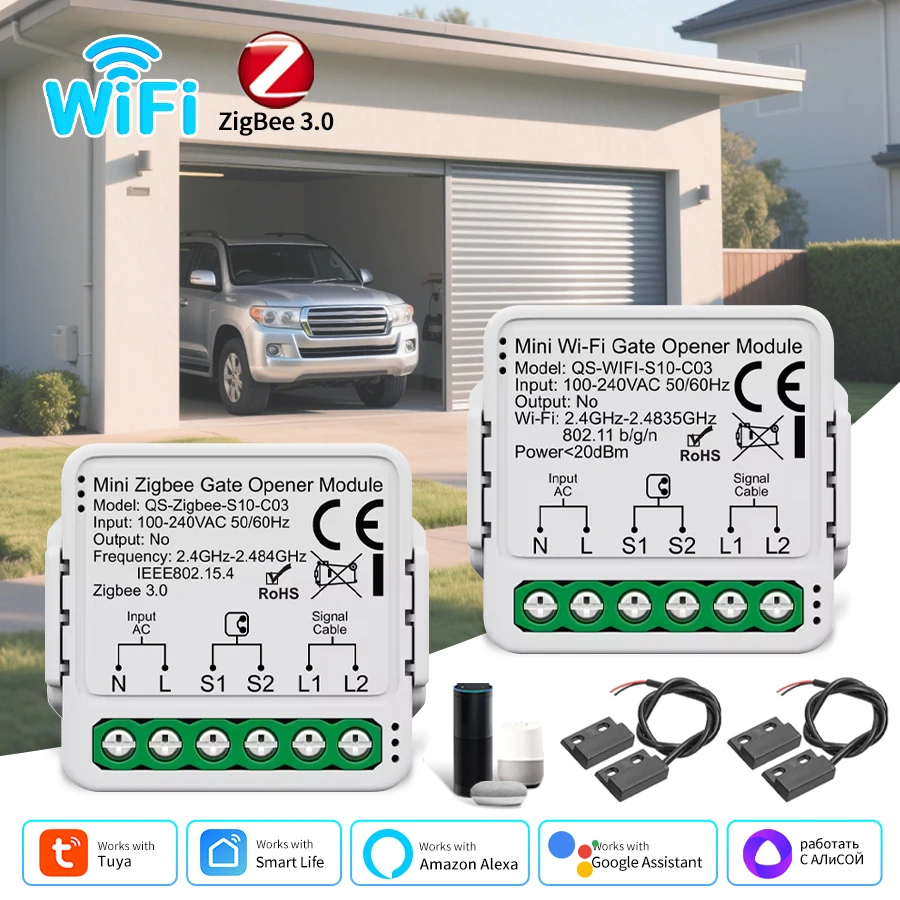 AC100-240V Tuya Smart Gate Opener smart gate opener Controller Garage Door Switch Module Wifi Zigbee Smart Life Alexa Google Home Assistant Yandex