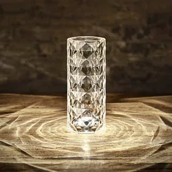 Lampe led en cristal de Rose, petite veilleuse à gradation tactile, trois couleurs, sans électrode, ambiance, décoration de bureau et de chevet, Gadgets sympas 