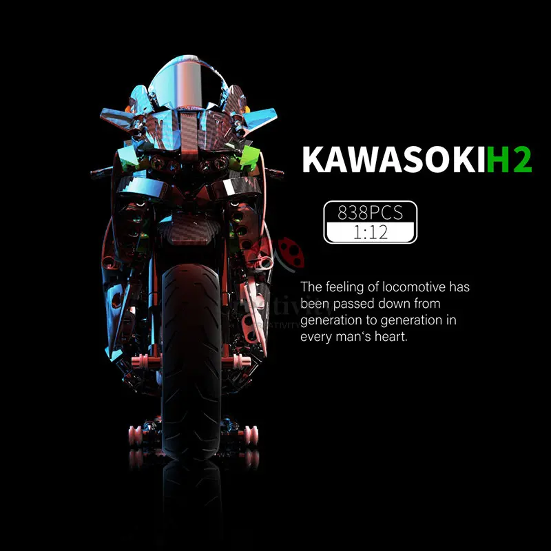 

Carbon Fiber Motorcycle 838PCS Technical H2R Racing Vehicle Locomotive Model Building Blocks Toys Gifts For Kids Boy