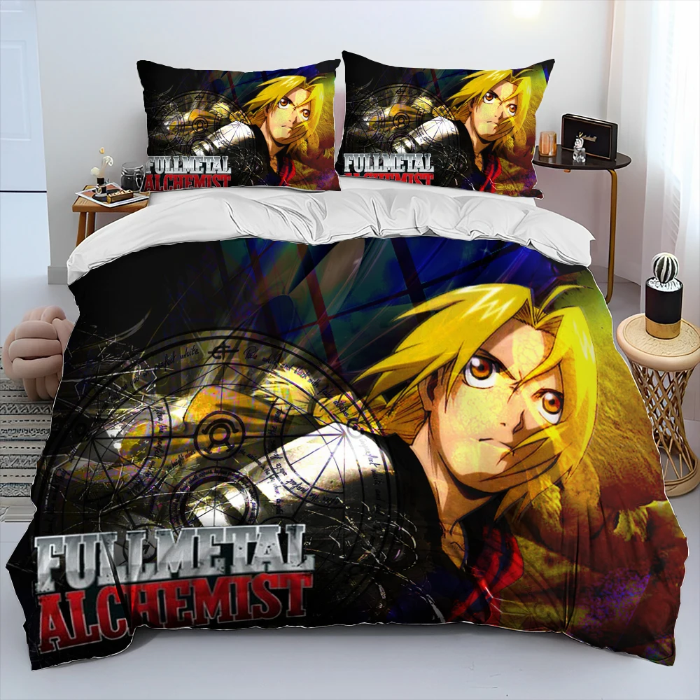 

Fullmetal Alchemist Cartoon Anime Comforter Bedding Set,Duvet Cover Bed Set Quilt Cover Pillowcase,king Queen Size Bedding Set