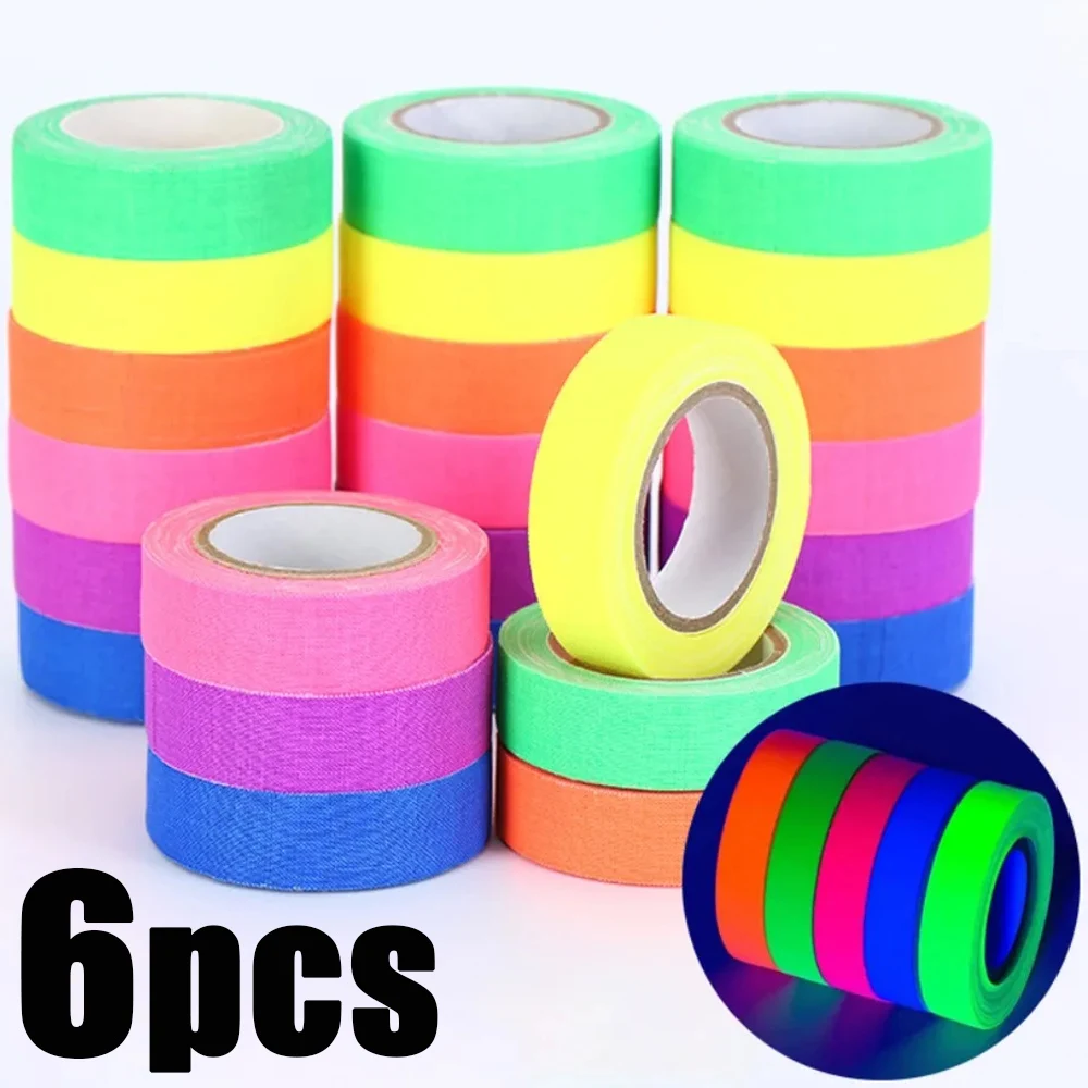 UV 글로우 코튼 테이프 네온 Gaffer 파티 테이프, 자체 접착 야광 반응 천, 무대 소품, 웨딩 홈 장식, 5M 