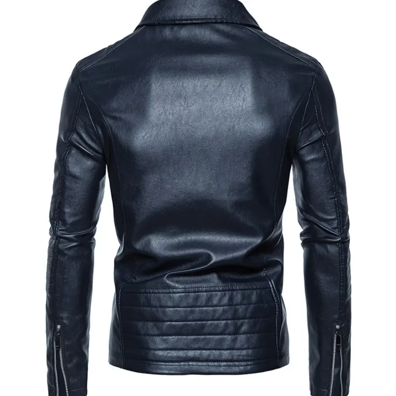 Men's Leather Jacket Winter Vintage Motorcycle Wash Men's Lapel European and American Men's PU Jacket Leather Jacket