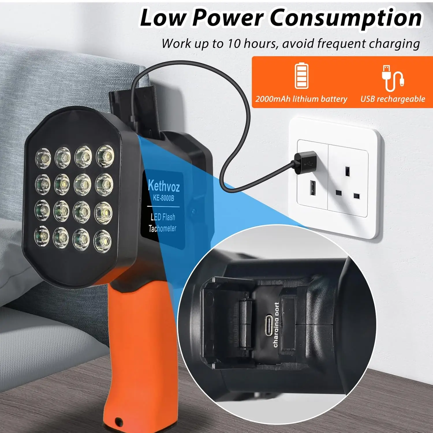 Handheld Tachometer LED Stroboscope Tachometer - 60-100000RPM Non ...