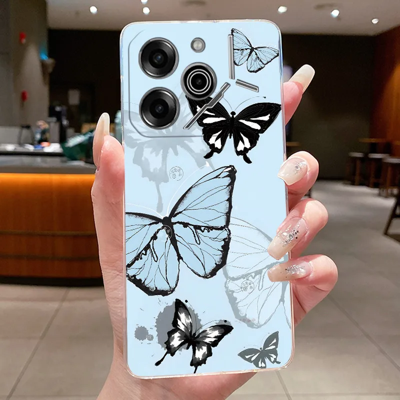 Luxury Butterfly Flowers Transparent Soft TPU Phone Case