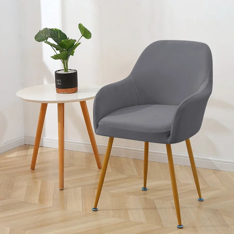 Spandex High Arm Chair Cover Elastic Solid Color Dining Chair