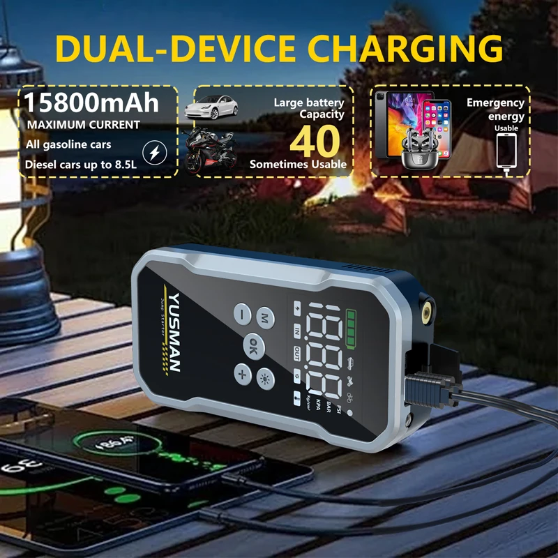 Car Jump Starter Jump Starter 12V Car Jump Starter 4000A Car Battery Starter 15800mAh Portable Power Bank Booster