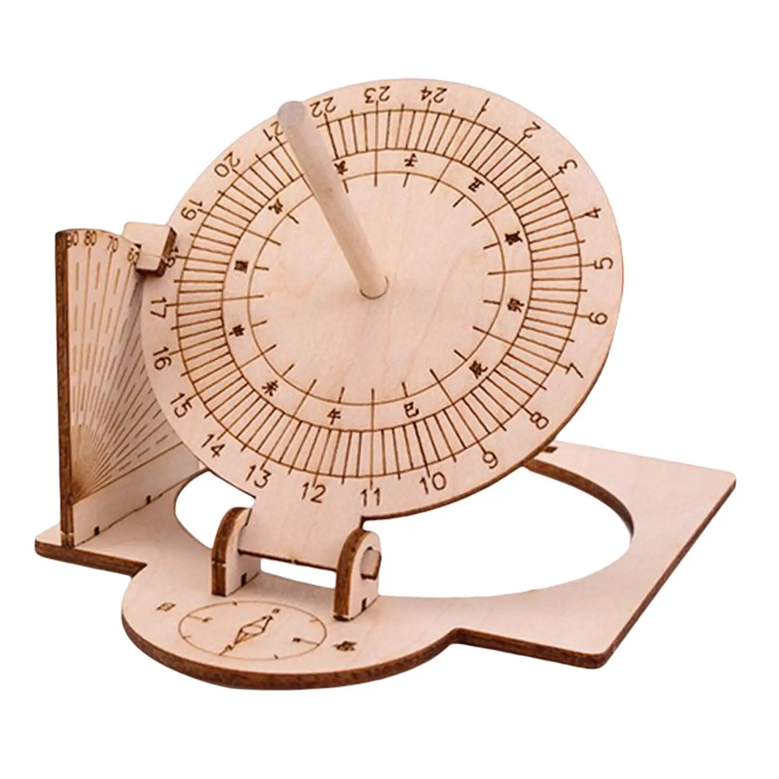 Equatorial Sundial Clock DIY Wooden Building Manual Assembly Model Premium Material