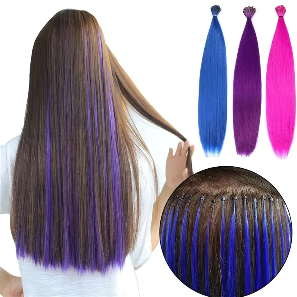 

Colorful 16Inch Hair Accessories Wig Piece Stands of Hairpieces Fake Hair Pieces I-tip Hairpiece Hair Extensions Synthetic Hair