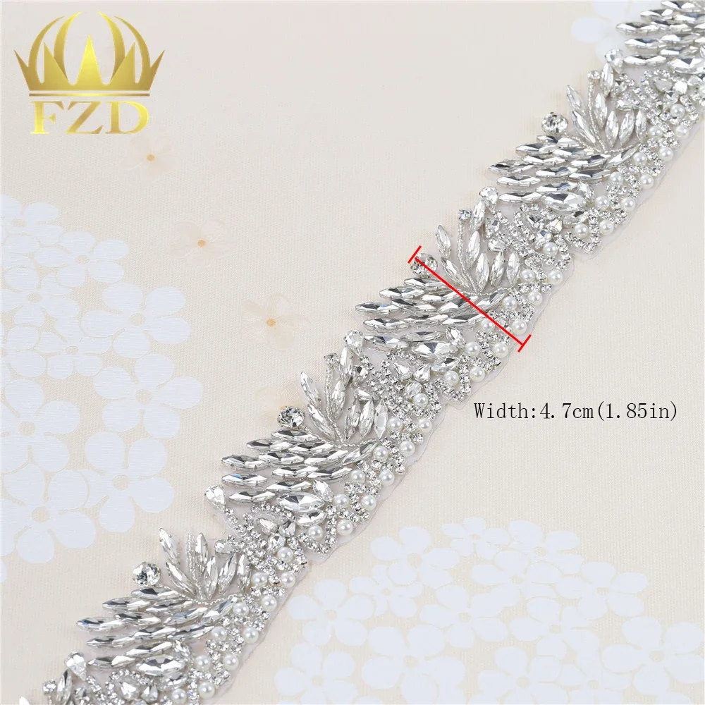 

(1 yard) Clear Stoned Appliques Bridal Headband Sash Belt Crystal Patches Shiny Rhinestones Appliques Trim For Wedding Dresses
