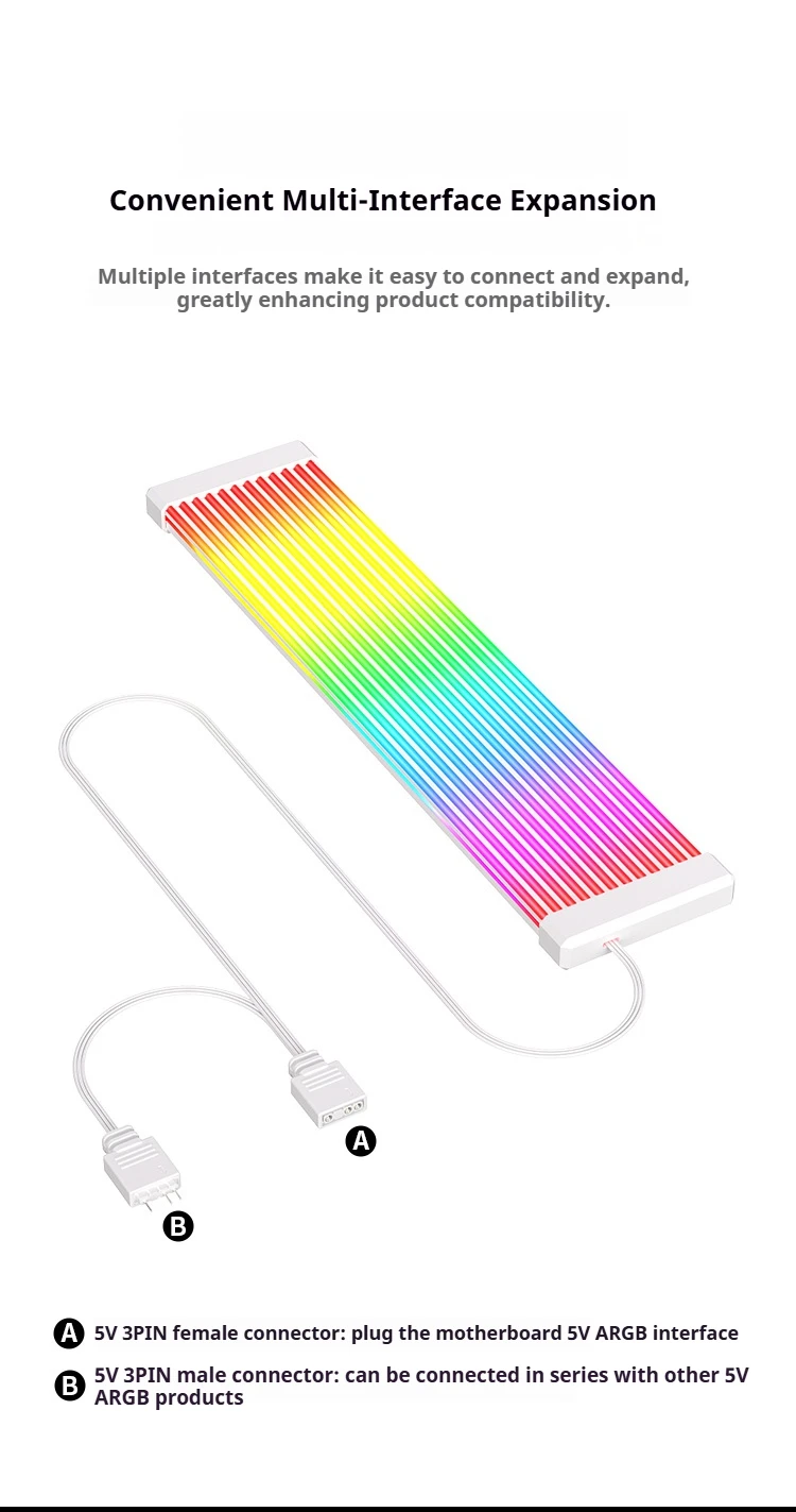 TEUCER AG-07 RGB Rainbow PC Addressable 5V 3Pin ARGB DIY Light Board for Motherb